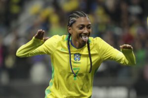 Fotografía tomada el 30 de mayo de 2025 de la jugadora brasileña Kerolin, una de las figuras que acapara la atención de cara a la Copa América que se disputará en Ecuador a partir del 11 de julio. EFE/ Sebastiao Moreira