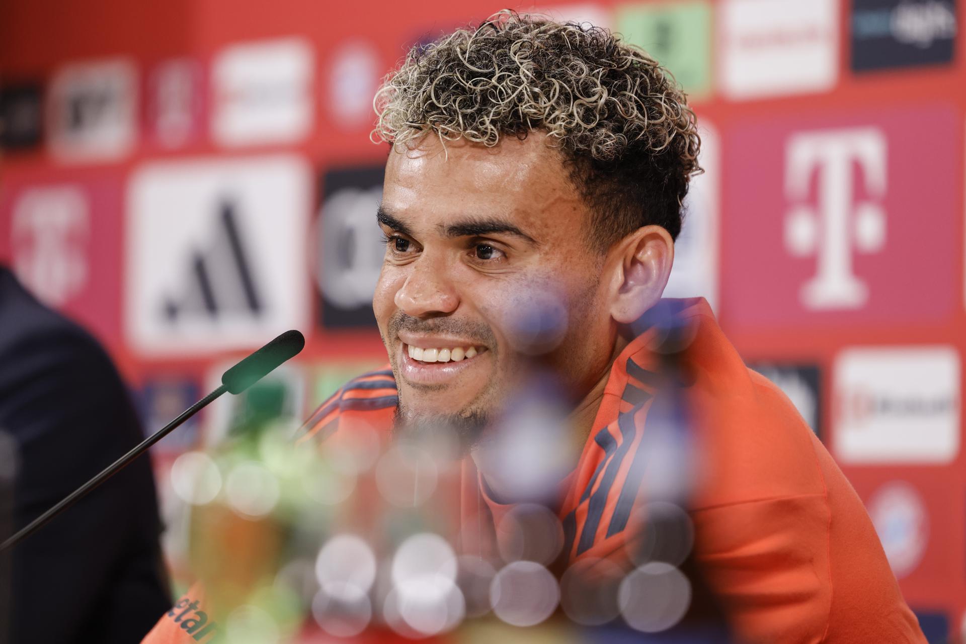 El colombiano Luis Díaz, durante su presentación como jugado del Bayern Múnich. EFE/EPA/MICHAELA STACHE 