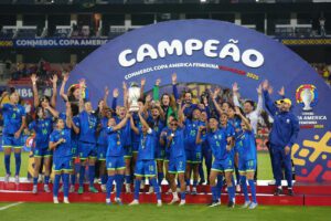 Selección brasileña que conquistó la Copa América Femenina dirigida por Arthur Elias. EFE/ Vicente Costales