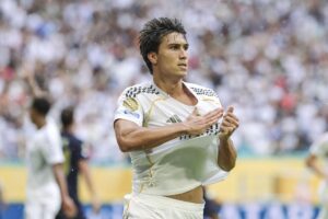 Gonzalo García celebra un gol durante el Mundial de Clubes. EFE/EPA/CRISTOBAL HERRERA-ULASHKEVICH