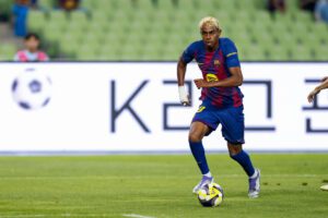 Lamine Yamal, el pasado lunes, durante el amistoso contra el Daegu surcoreano. EFE/ Jeon Heon-kyun