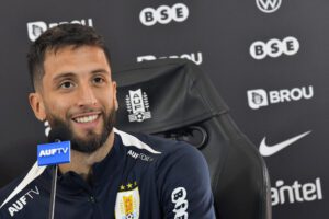 El jugador Rodrigo Bentancur en rueda de prensa. EFE / STR
