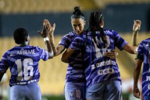 Jugadoras de Tigres celebran un gol en un partido del Torneo Apertura 2025 de la Liga Femenil MX. Imagen de archivo. EFE/ Miguel Sierra