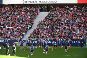 Los jugadores del Atlético de Madrid, durante el entrenamiento. EFE/Fernando Villar