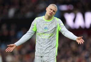Erling Haaland, durante la derrota del Manchester City. EFE/EPA/ADAM VAUGHAN.