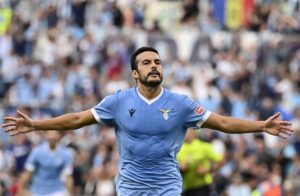 El delantero español Pedro Rodríguez celebra un gol con el Lazio. EFE/EPA/Riccardo Antimiani