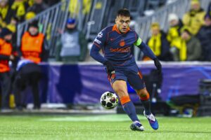 Bodo (Noruega). El jugador argentino del Inter de Milán Lautaro Martínez en acción durante el partido de la primera ronda de la fase de play-offs de la Liga de Campeones entre el Bodo/Glimt y el Inter de Milán, en Bodo, Noruega, 18 de febrero de 2026. EFE/EPA/Mats Torbergsen NORWAY OUT