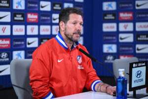 Simeone, en la rueda de prensa de este viernes. EFE/ Fernando Villar