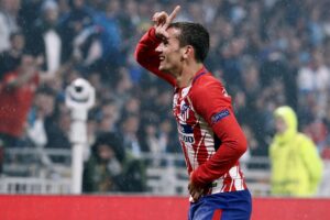 Griezmann celebra un gol ante el Marsella en la final de la Liga Europa en Lyon. EFE/Mariscal