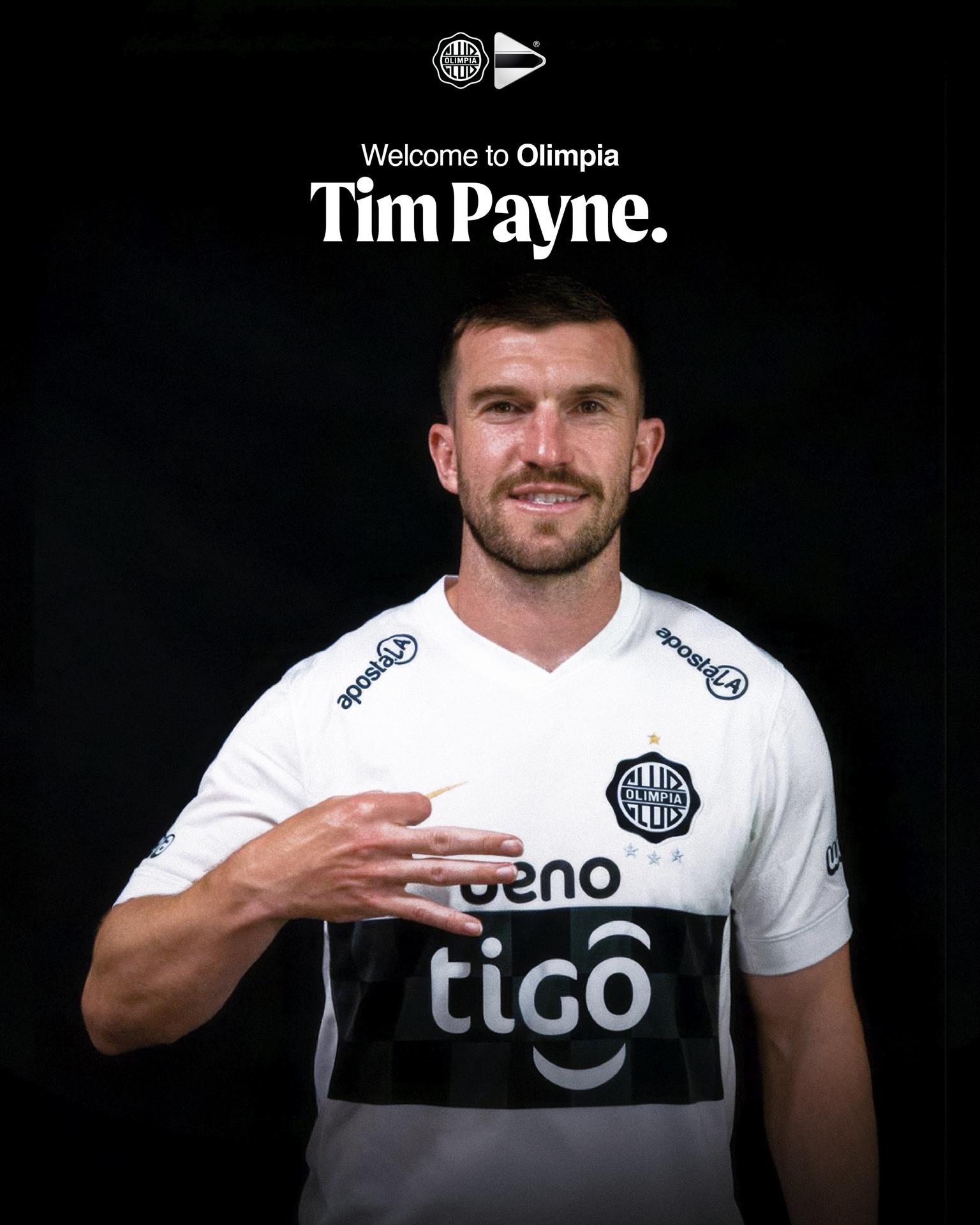 Imagen difundida por el paraguayo Club Olimpia del defensor Tim Payne, que disputa la Copa del Mundo con Nueva Zelanda y que fue confirmando como nuevo jugador del equipo. EFE/ @elClubOlimpia /SOLO USO EDITORIAL/ SOLO DISPONIBLE PARA ILUSTRAR LA NOTICIA QUE ACOMPAÑA (CRÉDITO OBLIGATORIO) 