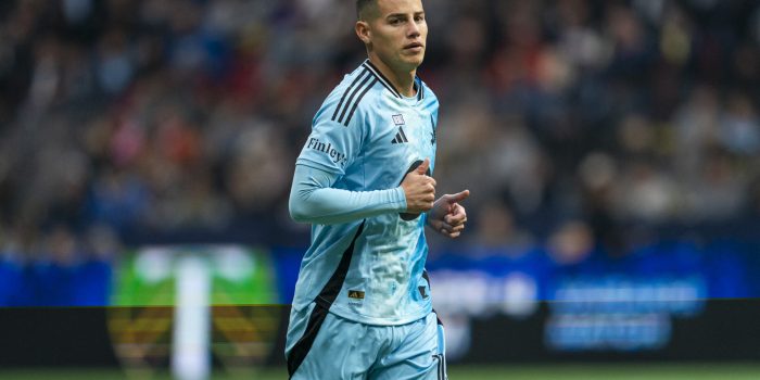 VANCOUVER, CANADA - MARCH 15: James Rodriguez #10 of the Minnesota United runs during MLS action against the Vancouver Whitecaps FC at BC Place on March 15, 2026 in Vancouver, Canada.   Rich Lam/Getty Images/AFP (Photo by Rich Lam / GETTY IMAGES NORTH AMERICA / Getty Images via AFP)