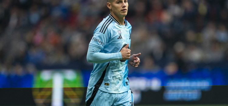 VANCOUVER, CANADA - MARCH 15: James Rodriguez #10 of the Minnesota United runs during MLS action against the Vancouver Whitecaps FC at BC Place on March 15, 2026 in Vancouver, Canada.   Rich Lam/Getty Images/AFP (Photo by Rich Lam / GETTY IMAGES NORTH AMERICA / Getty Images via AFP)