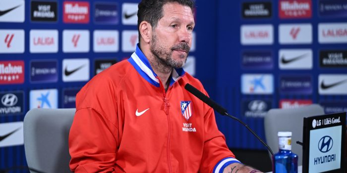 Simeone, en la rueda de prensa de este viernes. EFE/ Fernando Villar