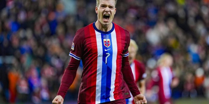 Sorloth, tras su gol ante Eslovenia. EFE/EPA/Terje Pedersen.