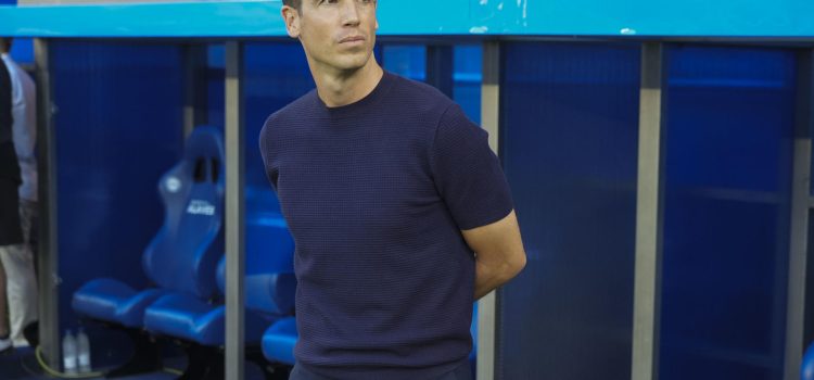El entrenador del Rayo Iñigo Pérez, durante el partido de LaLiga de fútbol que Deportivo Alavés y Rayo Vallecano disputaron el 23 de mayo en el estadio de Mendizorroza, en Vitoria. EFE/ L. Rico