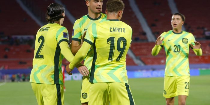 Jugadores de Australia celebran un gol en un partido del grupo D de la Copa Mundial Sub-20. EFE/ Esteban Garay
