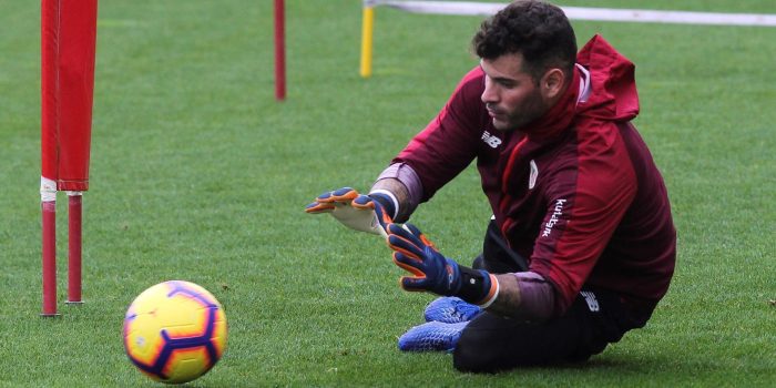 Imagen de archivo del portero español Iago Herrerín. EFE/MIGUEL TOÑA