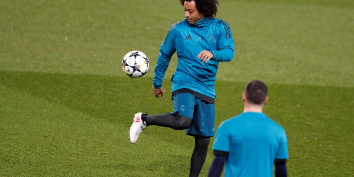 Fotografía de Ian Langsdon, en la que puede verse en una imagen de archivo del 5 de marzo de 2018 al entonces futbolista del Real Madrid Marcelo Viera. EFE