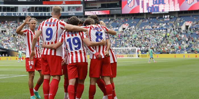 Los jugadores del Atlético de Madrid celebran uno de sus goles contra el Seattle Sounders. EFE/ John G. Mabanglo
Sources (Mundial de Fútbol) EFE/EPA/JOHN G. MABANGLO