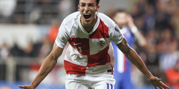Peter Musa celebra un el gol ante Islas Feroe durante el partido de fase de clasificación del Mundial de 2026. EFE/EPA/ANTONIO BAT