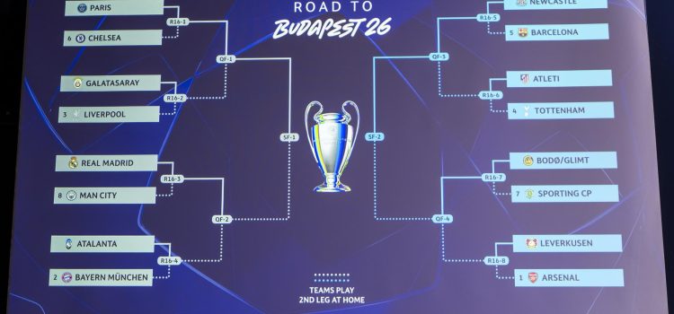 Cuadro de competición de la Liga de Campeones tras el sorteo celebrado en la sede de la UEFA en Nyon. EFE/EPA/MARTIAL TREZZINI