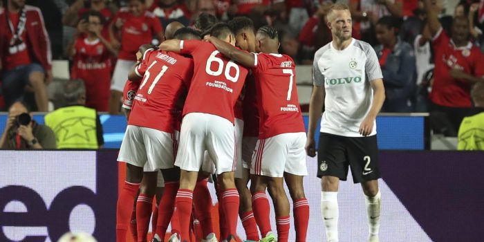 Los jugadores del Benfica celebran un gol en esta edición de la Liga de Campeones. EFE/EPA/ANTONIO COTRIM