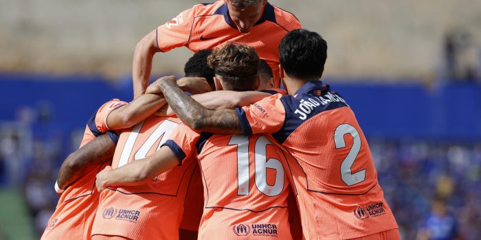 Los jugadores del Barcelona celebran un gol en una foto de archivo de esta temporada en LaLiga EA Sports. EFE/ Mariscal
