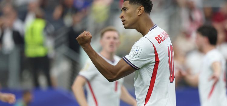 Jude Bellingham, de Inglaterra, celebra un gol durante un partido del Grupo L de la Copa del Mundo de la FIFA 2026 entre Inglaterra y Croacia, disputado en el estadio AT&T de Dallas. EFE/Kenneth Fernandez