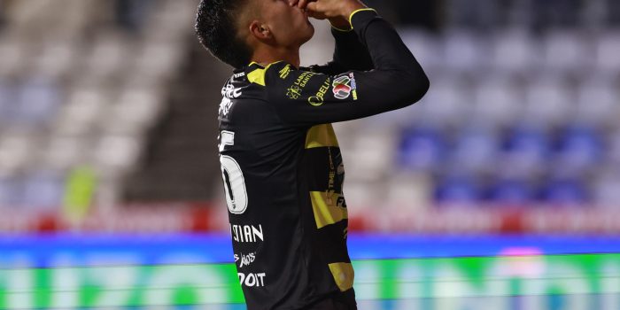 Christian Hernando Rivera de Pachuca celebra un gol durante un partido de la Liga MX en el estadio Hidalgo, en Pachuca (México). EFE /David Martínez Pelcastre