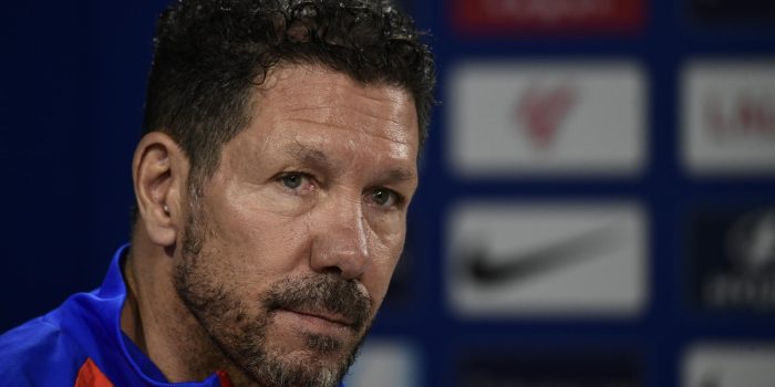 Simeone, en la rueda de prensa de este sábado. EFE/ Víctor Lerena