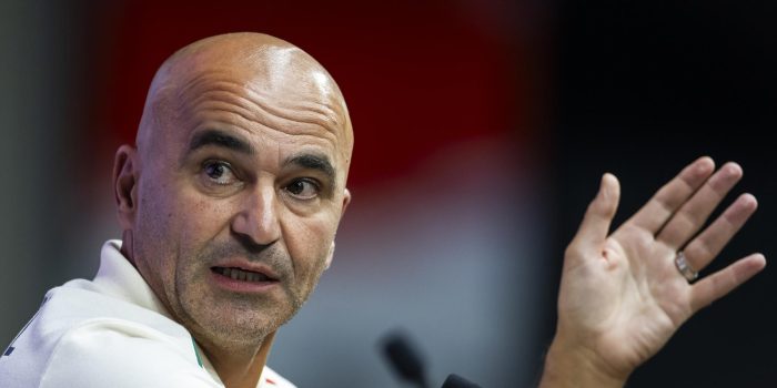 El seleccionador del Portugal, el español Roberto Martinez, en una rueda de prensa en Budapest, donde au equipo se enfrentará este martes a Hungría. EFE/EPA/JOSE SENA GOULAO