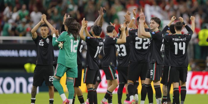Los jugadores mexicanos celebran al final del partido del Grupo A en la Copa Mundial de la FIFA 2026 entre México y Corea del Sur en el Estadio Akron en Guadalajara, México. EFE/ Francisco Guasco