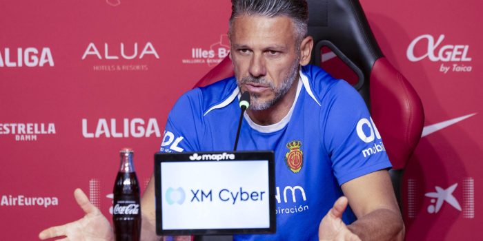 El técnico argentino del Real Mallorca, Martín Demichelis, en la rueda de prensa previa al partido Mallorca-Valencia. EFE/Cati Cladera