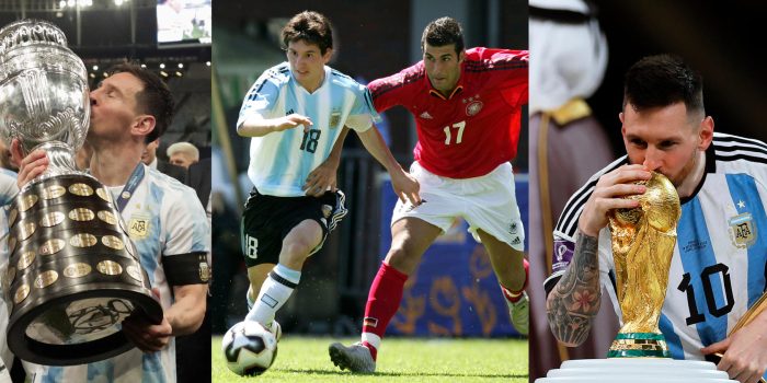 Combo de fotografías de archivo que muestra de izquierda a derecha al jugador argentino Lionel Messi. EFE/ARCHIVO