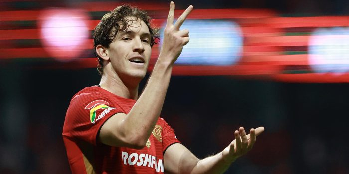 Marcel Ruiz de Toluca celebra un gol durante un partido de la Liga MX en el estadio Nemesio Diez en Toluca (México). Imagen de archivo. EFE/Felipe Gutiérrez