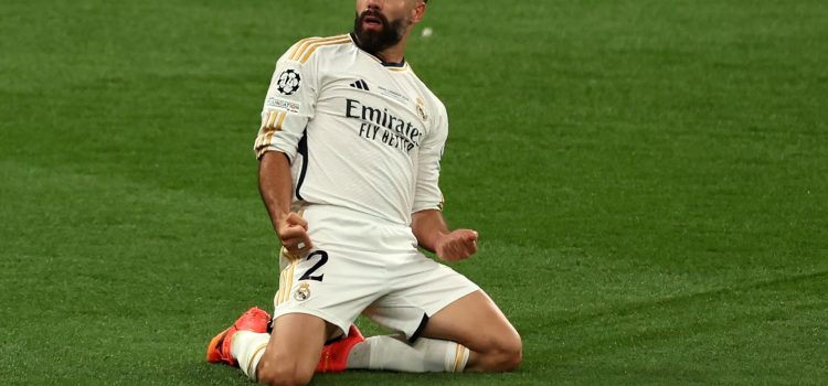 Dani Carvajal celebra el 1-0 del Real Madrid en la final de la Liga de Campeones contra el Borussia Dortmund. EFE/EPA/ANDY RAIN