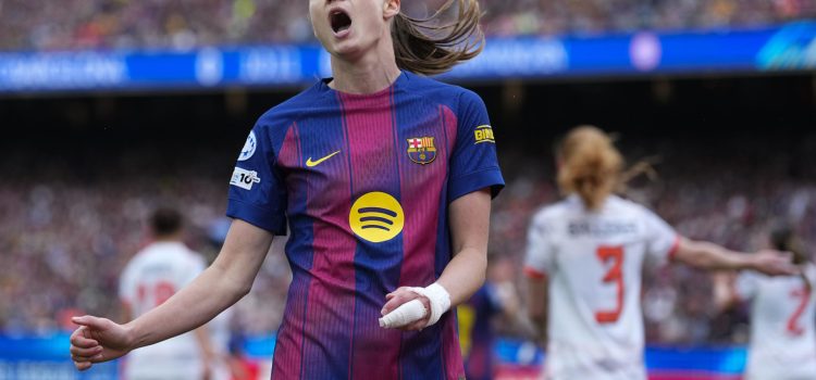 La jugadora del Barcelona F Caroline Graham, durante el partido de vuelta de semifinales de Liga de Campeones Femenina entre el Barcelona F y el Bayern Múnich F, el pasado 3 de mayo. EFE/ Enric Fontcuberta