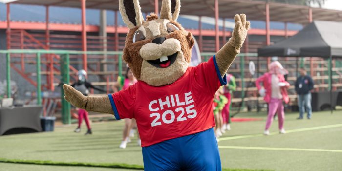Vito Vizcacha, la mascota oficial del mundial sub-20 de fútbol, fue captado este viernes, 23 de mayo, durante su presentación, en Valparaíso (Chile). EFE/Orlando Godoy