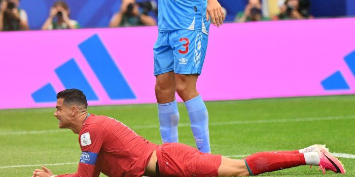 Cristiano Ronald odurante el partido del Grupo K del Mundial 2026 que disputan las selecciones nacionales de Portugal y República Democrática del Congo este miércoles, en el Estadio Houston (Texas). EFE/EPA/SAM WASSON