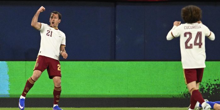 Mikel Oyarzabal, tras el 1-0 del pasado viernes a Serbia. EFE/Andreu Esteban