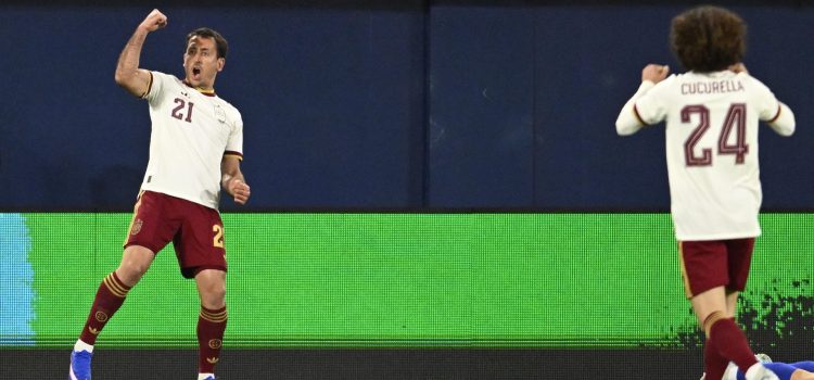 Mikel Oyarzabal, tras el 1-0 del pasado viernes a Serbia. EFE/Andreu Esteban