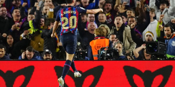 Sergi Roberto su gol en el 'Clásico' ante el Real Madrid. EFE/ Enric Fontcuberta