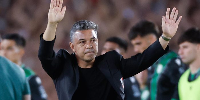 Marcelo Gallardo se despidió este jueves como técnico de River Plate en su segundo ciclo y el equipo se impuso por 3-1 a Banfield ante 90.000 hinchas en el estadio Monumental. EFE/ Juan Ignacio Roncoroni