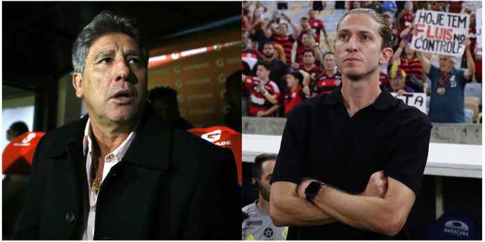 Combo de dos fotografías de archivo del entrenador de Fluminense Renato Gaúcho (i) y su colega de Flamengo Filipe Luis. EFE/ ARCHIVO