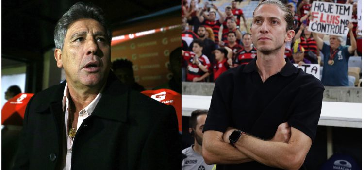 Combo de dos fotografías de archivo del entrenador de Fluminense Renato Gaúcho (i) y su colega de Flamengo Filipe Luis. EFE/ ARCHIVO