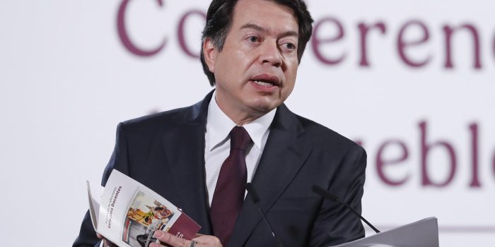 El secretario de Educación Pública (SEP) Mario Delgado habla en una rueda de prensa en el Palacio Nacional de la Ciudad de México (México). Imagen de archivo. EFE/ Mario Guzmán