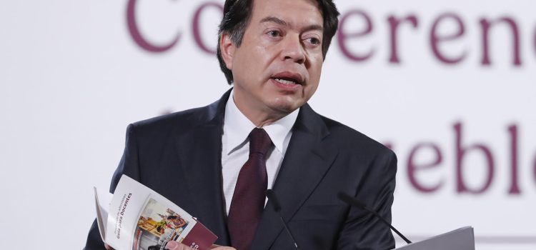 El secretario de Educación Pública (SEP) Mario Delgado habla en una rueda de prensa en el Palacio Nacional de la Ciudad de México (México). Imagen de archivo. EFE/ Mario Guzmán