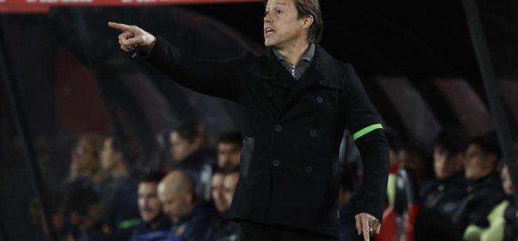 El entrenador del Sevilla, Matías Almeyda, durante el encuentro correspondiente a la jornada 22 de Laliga EA Sports que disputan este lunes Mallorca y Sevilla en el estadio de Son Moix, en la capital balear. EFE/CATI CLADERA.