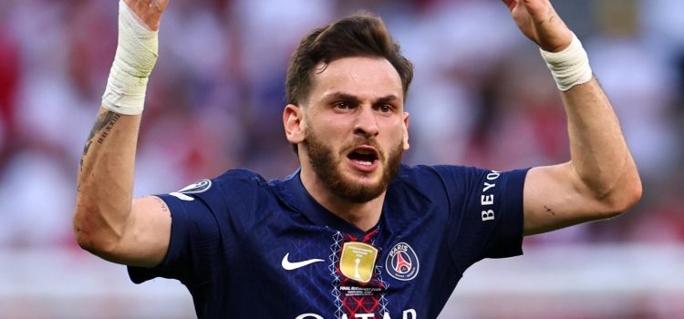 El georgiano del PSG Khvicha Kvaratskhelia en la final de la Liga de Campeones ante el Arsenal. EFE/EPA/ANNA SZILAGYI