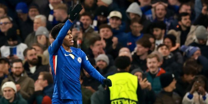 El futbolista brasileño Estevao durante el partido de la UEFA Champions League que han jugado Chelsea y Barcelona en Londres, Reino Unido. EFE/EPA/NEIL HALL